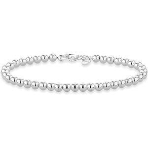 925 Sterling Silver Italian Handmade 4mm Bead Ball Strand Chain Bracelet for Wom